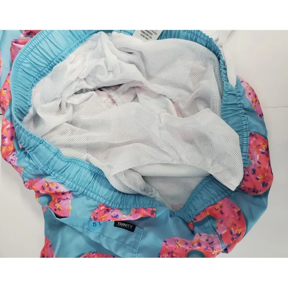 Trinity Collective‎ Mens Bathing Suit X-Large Lt Blue Donuts With Sprinkles